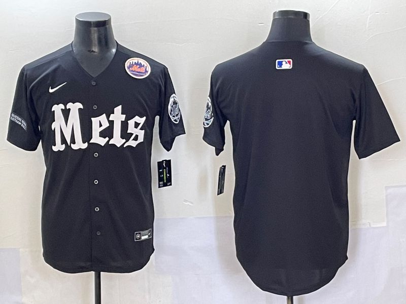 Men 2025 New York Mets Blank Black Five generations Joint Name Nike MLB Jersey style 5->new york mets->MLB Jersey